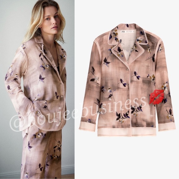 ZARA BNWT Limited Edition Floral Printed Shirt & Pants 2pc Coord Set Size M - Picture 4 of 11